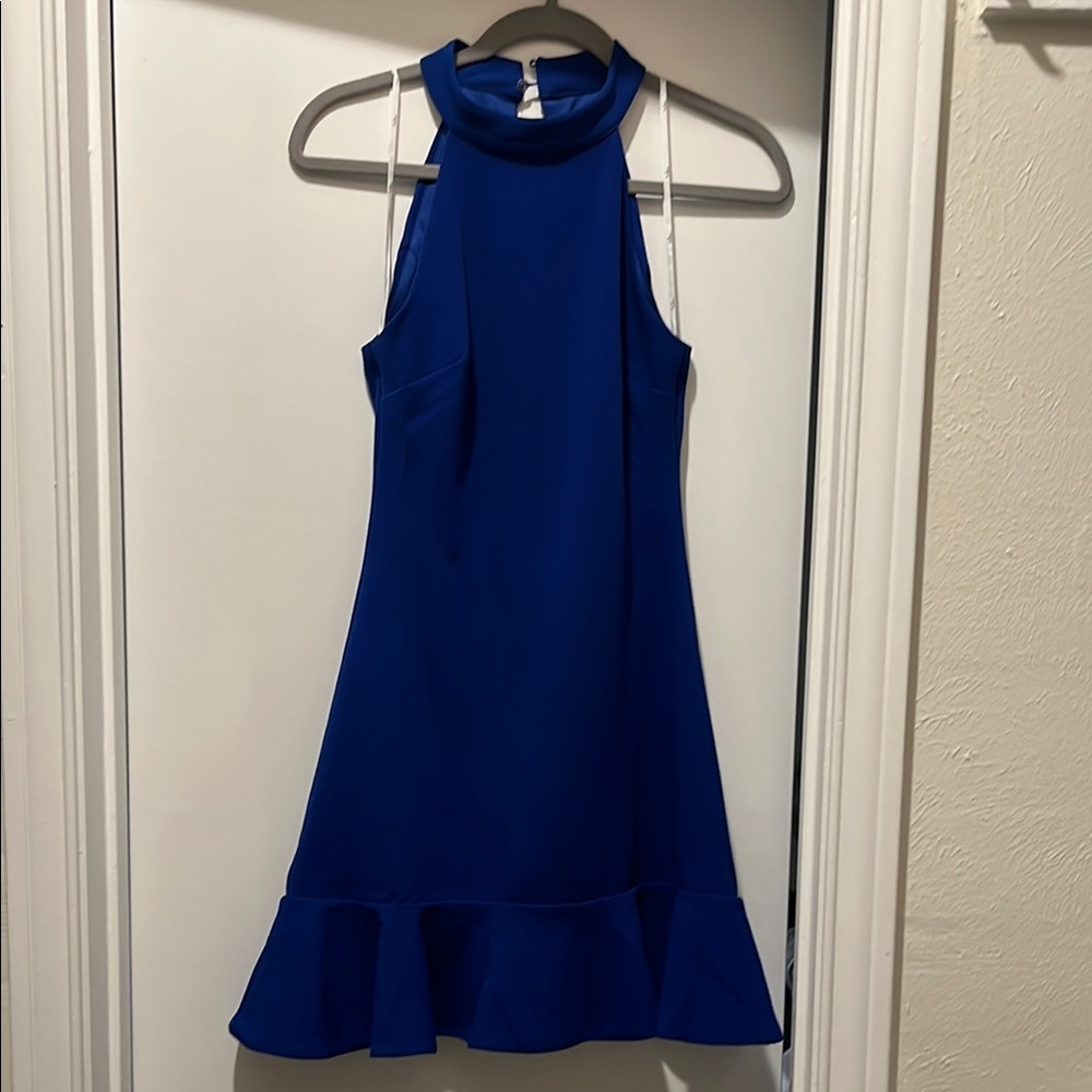 Elegant Blue Halter Dress